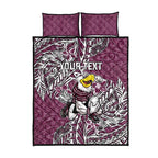 Personalised Manly Warringah Sea Eagles Quilt Bed Set Polynesian Tribal Pattern With Rugby Sea Eagle Mascot Art