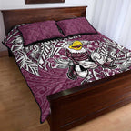 Personalised Manly Warringah Sea Eagles Quilt Bed Set Polynesian Tribal Pattern With Rugby Sea Eagle Mascot Art