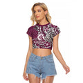 Personalised Manly Warringah Sea Eagles Raglan Cropped T Shirt Polynesian Tribal Pattern With Rugby Sea Eagle Mascot Art