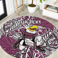 Personalised Manly Warringah Sea Eagles Round Carpet Polynesian Tribal Pattern With Rugby Sea Eagle Mascot Art