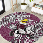Personalised Manly Warringah Sea Eagles Round Carpet Polynesian Tribal Pattern With Rugby Sea Eagle Mascot Art