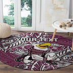 Personalised Manly Warringah Sea Eagles Round Carpet Polynesian Tribal Pattern With Rugby Sea Eagle Mascot Art