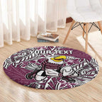 Personalised Manly Warringah Sea Eagles Round Carpet Polynesian Tribal Pattern With Rugby Sea Eagle Mascot Art