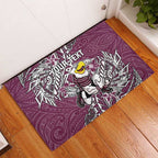 Personalised Manly Warringah Sea Eagles Rubber Doormat Polynesian Tribal Pattern With Rugby Sea Eagle Mascot Art