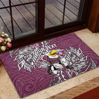 Personalised Manly Warringah Sea Eagles Rubber Doormat Polynesian Tribal Pattern With Rugby Sea Eagle Mascot Art