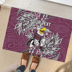 Personalised Manly Warringah Sea Eagles Rubber Doormat Polynesian Tribal Pattern With Rugby Sea Eagle Mascot Art