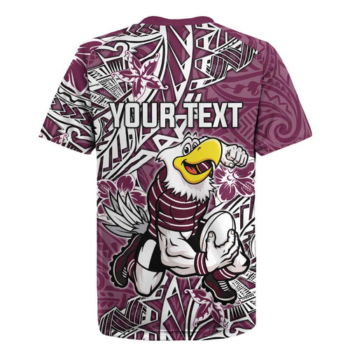 Personalised Manly Warringah Sea Eagles Rugby Jersey Polynesian Tribal Pattern With Rugby Sea Eagle Mascot Art