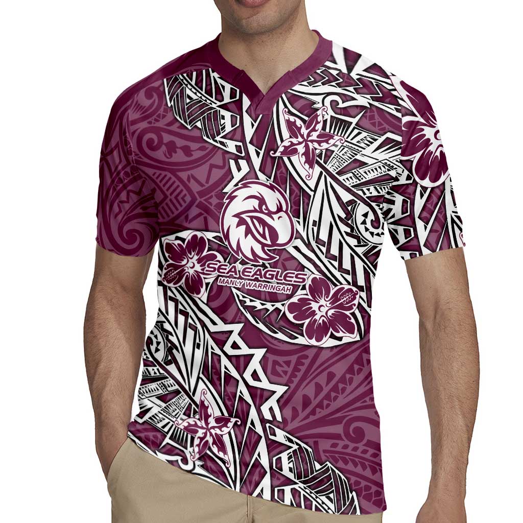 Personalised Manly Warringah Sea Eagles Rugby Jersey Polynesian Tribal Pattern With Rugby Sea Eagle Mascot Art
