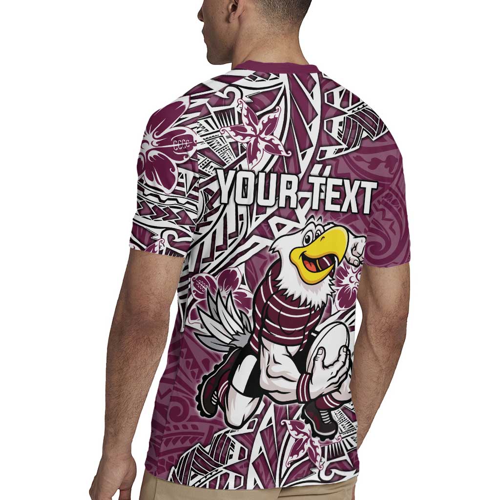 Personalised Manly Warringah Sea Eagles Rugby Jersey Polynesian Tribal Pattern With Rugby Sea Eagle Mascot Art