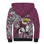 Personalised Manly Warringah Sea Eagles Sherpa Hoodie Polynesian Tribal Pattern With Rugby Sea Eagle Mascot Art