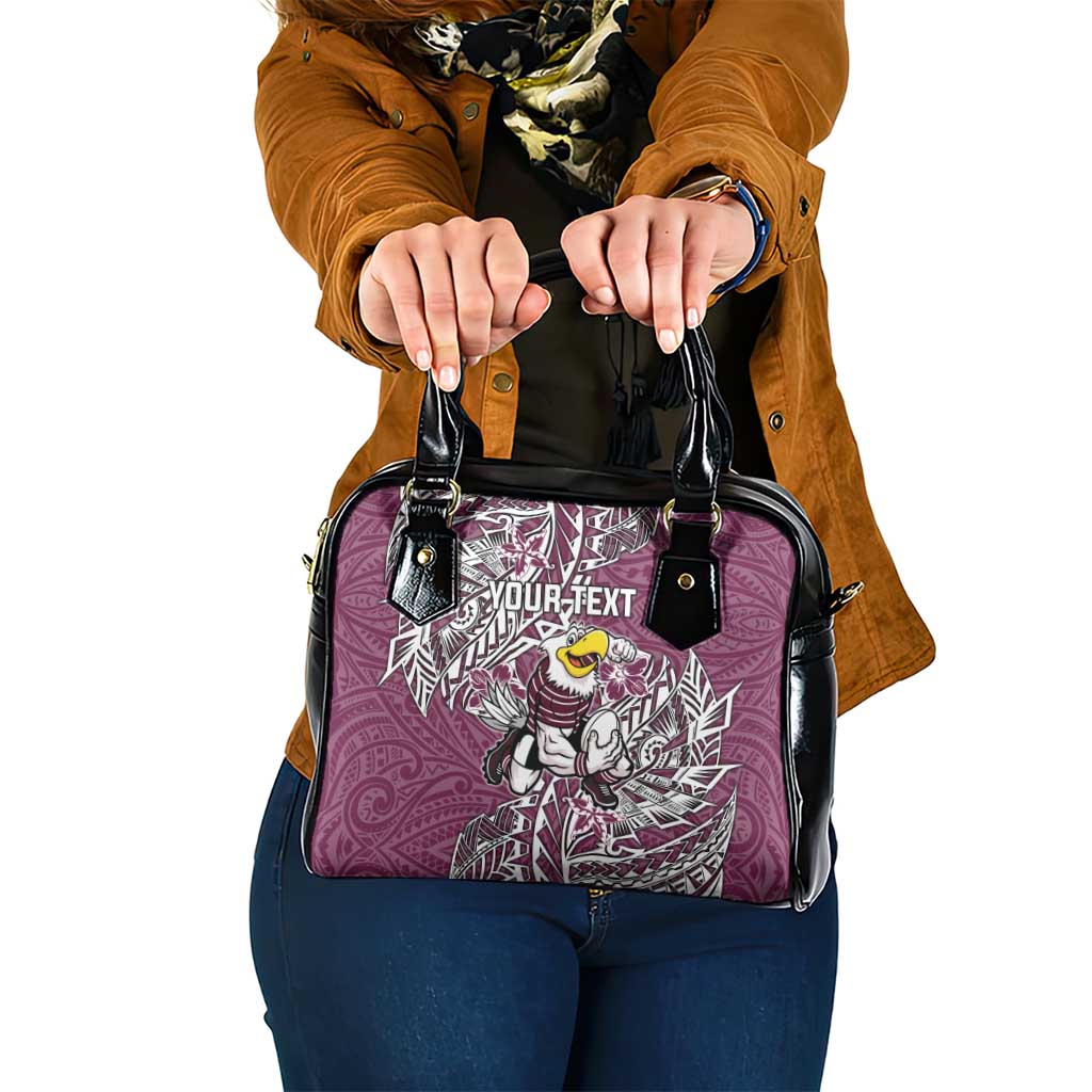 Personalised Manly Warringah Sea Eagles Shoulder Handbag Polynesian Tribal Pattern With Rugby Sea Eagle Mascot Art