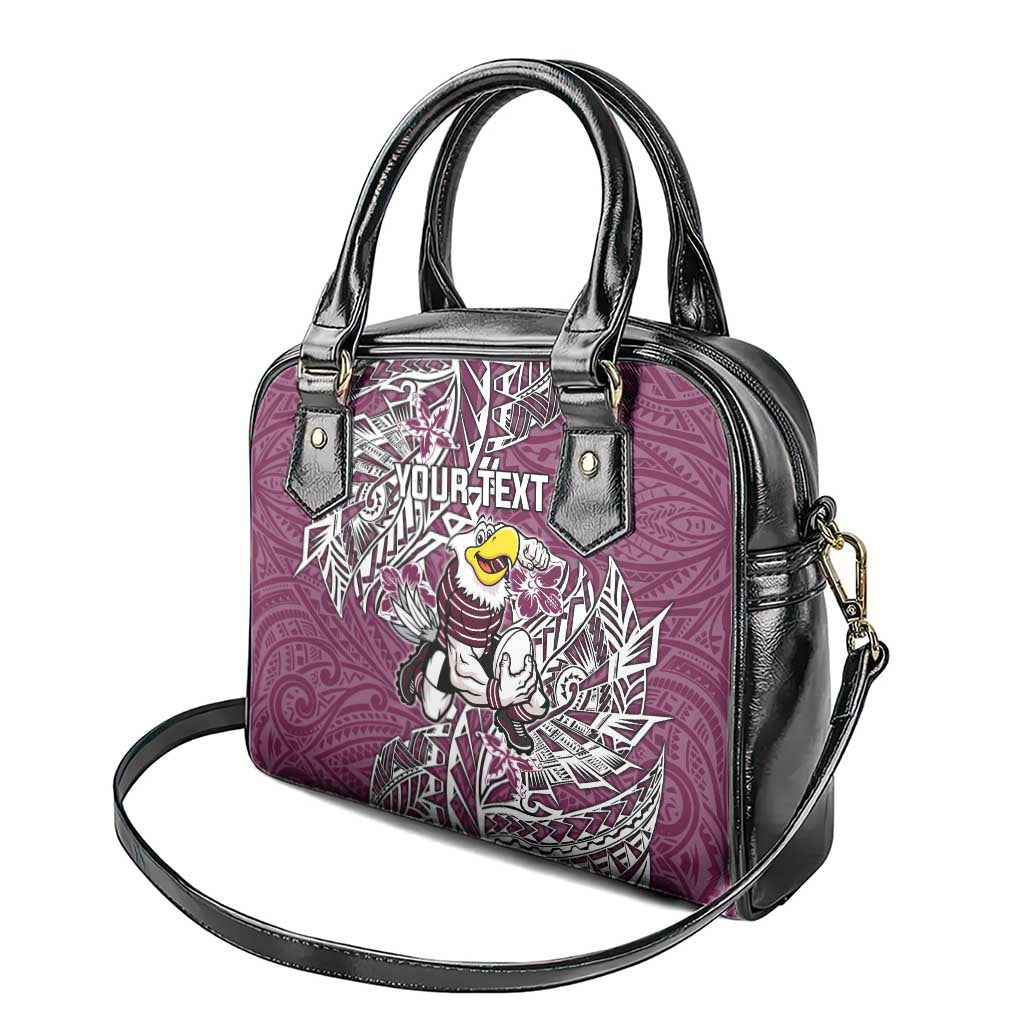 Personalised Manly Warringah Sea Eagles Shoulder Handbag Polynesian Tribal Pattern With Rugby Sea Eagle Mascot Art