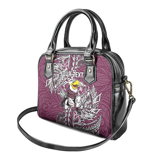 Personalised Manly Warringah Sea Eagles Shoulder Handbag Polynesian Tribal Pattern With Rugby Sea Eagle Mascot Art