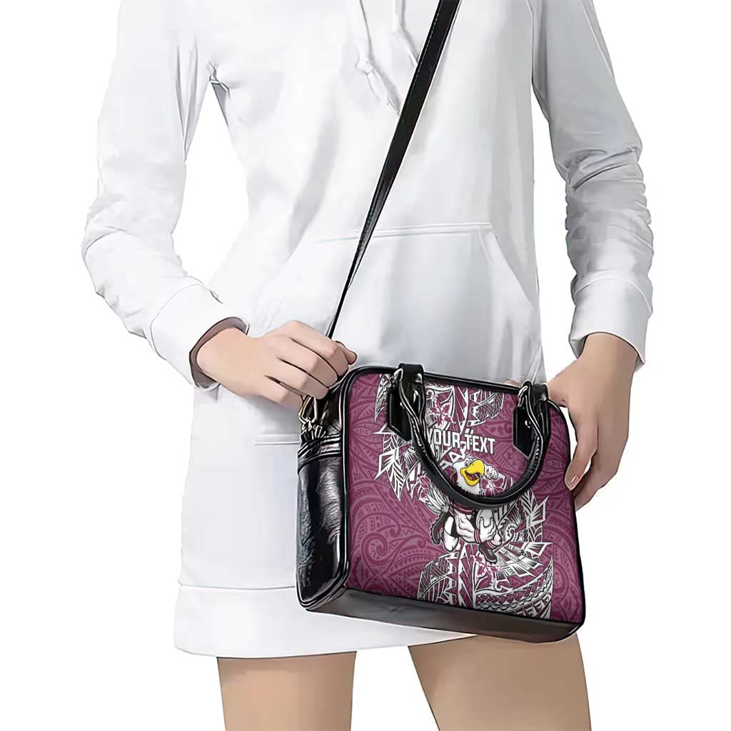 Personalised Manly Warringah Sea Eagles Shoulder Handbag Polynesian Tribal Pattern With Rugby Sea Eagle Mascot Art