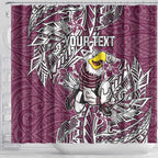 Personalised Manly Warringah Sea Eagles Shower Curtain Polynesian Tribal Pattern With Rugby Sea Eagle Mascot Art