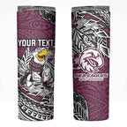 Personalised Manly Warringah Sea Eagles Skinny Tumbler Polynesian Tribal Pattern With Rugby Sea Eagle Mascot Art