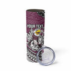 Personalised Manly Warringah Sea Eagles Skinny Tumbler Polynesian Tribal Pattern With Rugby Sea Eagle Mascot Art