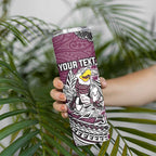 Personalised Manly Warringah Sea Eagles Skinny Tumbler Polynesian Tribal Pattern With Rugby Sea Eagle Mascot Art