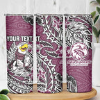 Personalised Manly Warringah Sea Eagles Skinny Tumbler Polynesian Tribal Pattern With Rugby Sea Eagle Mascot Art