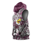 Personalised Manly Warringah Sea Eagles Sleeveless Hoodie Polynesian Tribal Pattern With Rugby Sea Eagle Mascot Art