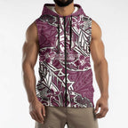Personalised Manly Warringah Sea Eagles Sleeveless Zip Hoodie Polynesian Tribal Pattern With Rugby Sea Eagle Mascot Art