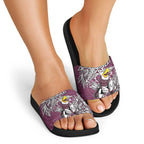 Personalised Manly Warringah Sea Eagles Slide Sandals Polynesian Tribal Pattern With Rugby Sea Eagle Mascot Art