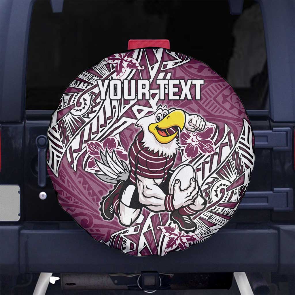 Personalised Manly Warringah Sea Eagles Spare Tire Cover Polynesian Tribal Pattern With Rugby Sea Eagle Mascot Art