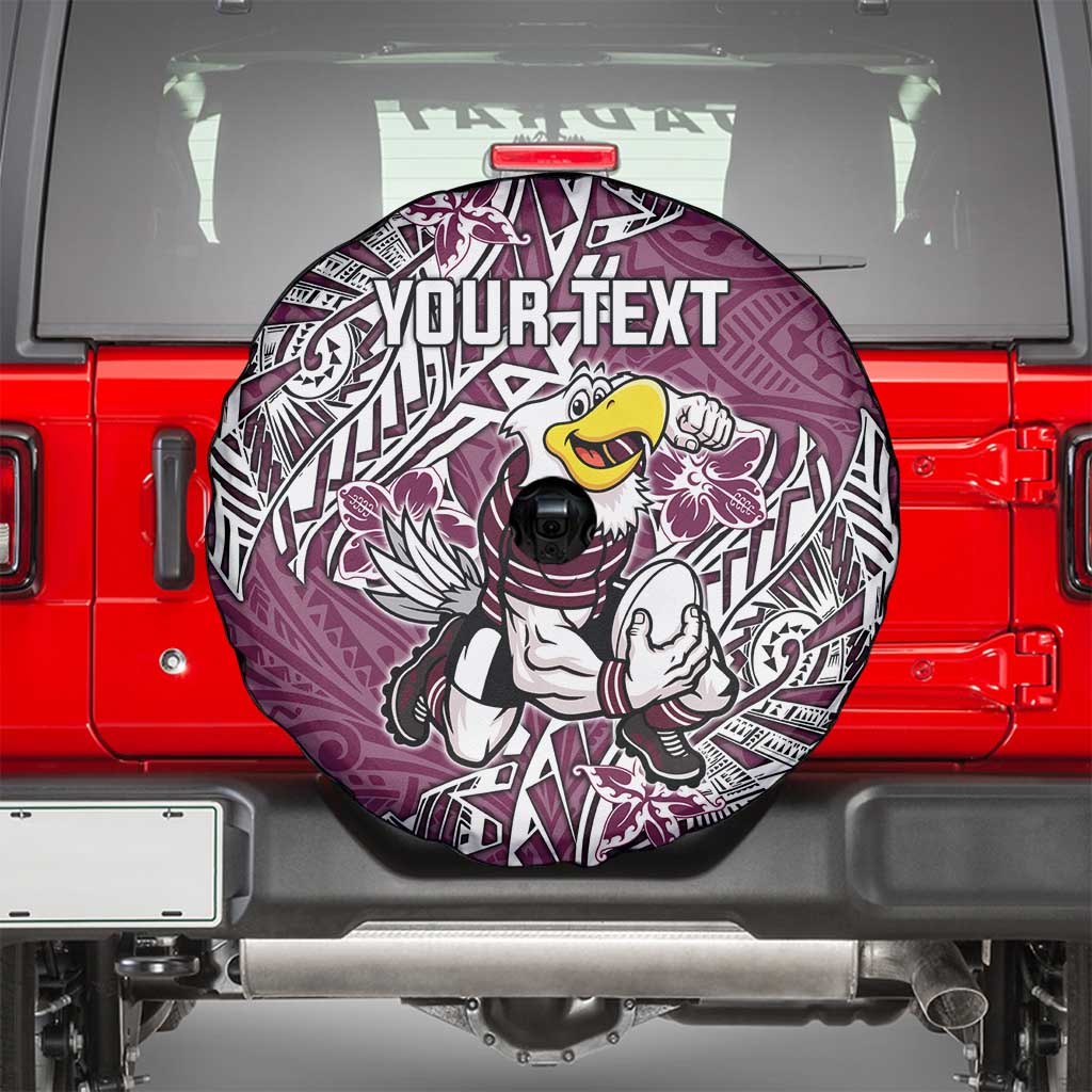 Personalised Manly Warringah Sea Eagles Spare Tire Cover Polynesian Tribal Pattern With Rugby Sea Eagle Mascot Art