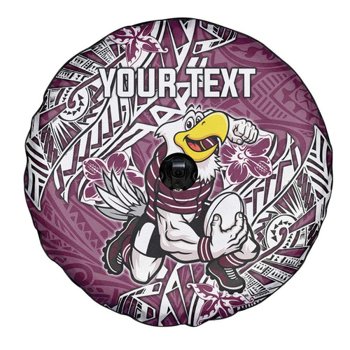 Personalised Manly Warringah Sea Eagles Spare Tire Cover Polynesian Tribal Pattern With Rugby Sea Eagle Mascot Art