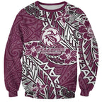 Personalised Manly Warringah Sea Eagles Sweatshirt Polynesian Tribal Pattern With Rugby Sea Eagle Mascot Art