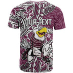 Personalised Manly Warringah Sea Eagles T Shirt Polynesian Tribal Pattern With Rugby Sea Eagle Mascot Art