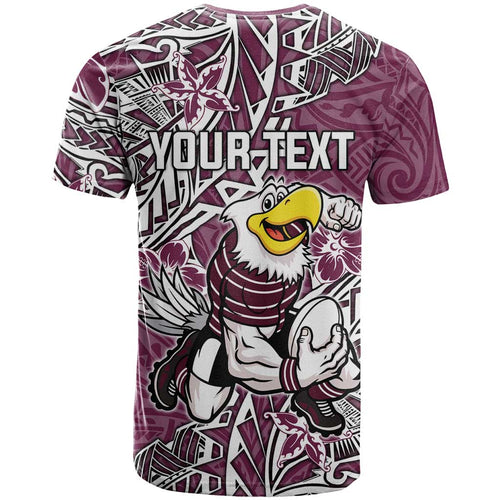 Personalised Manly Warringah Sea Eagles T Shirt Polynesian Tribal Pattern With Rugby Sea Eagle Mascot Art