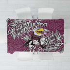 Personalised Manly Warringah Sea Eagles Tablecloth Polynesian Tribal Pattern With Rugby Sea Eagle Mascot Art