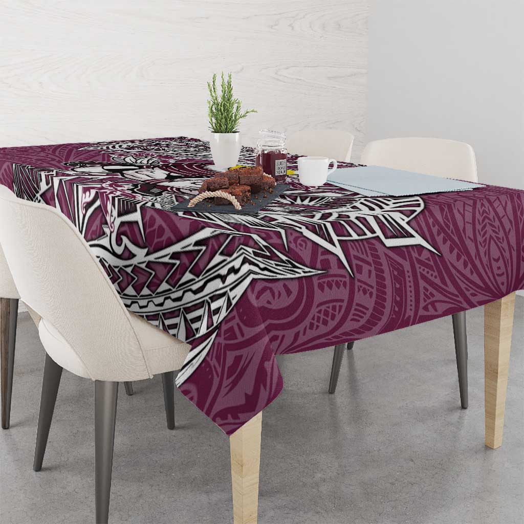 Personalised Manly Warringah Sea Eagles Tablecloth Polynesian Tribal Pattern With Rugby Sea Eagle Mascot Art