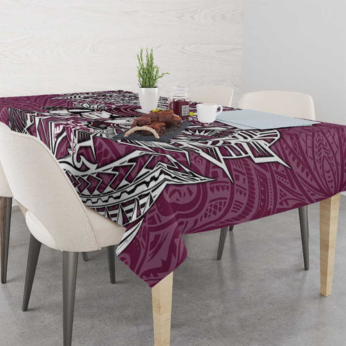 Personalised Manly Warringah Sea Eagles Tablecloth Polynesian Tribal Pattern With Rugby Sea Eagle Mascot Art