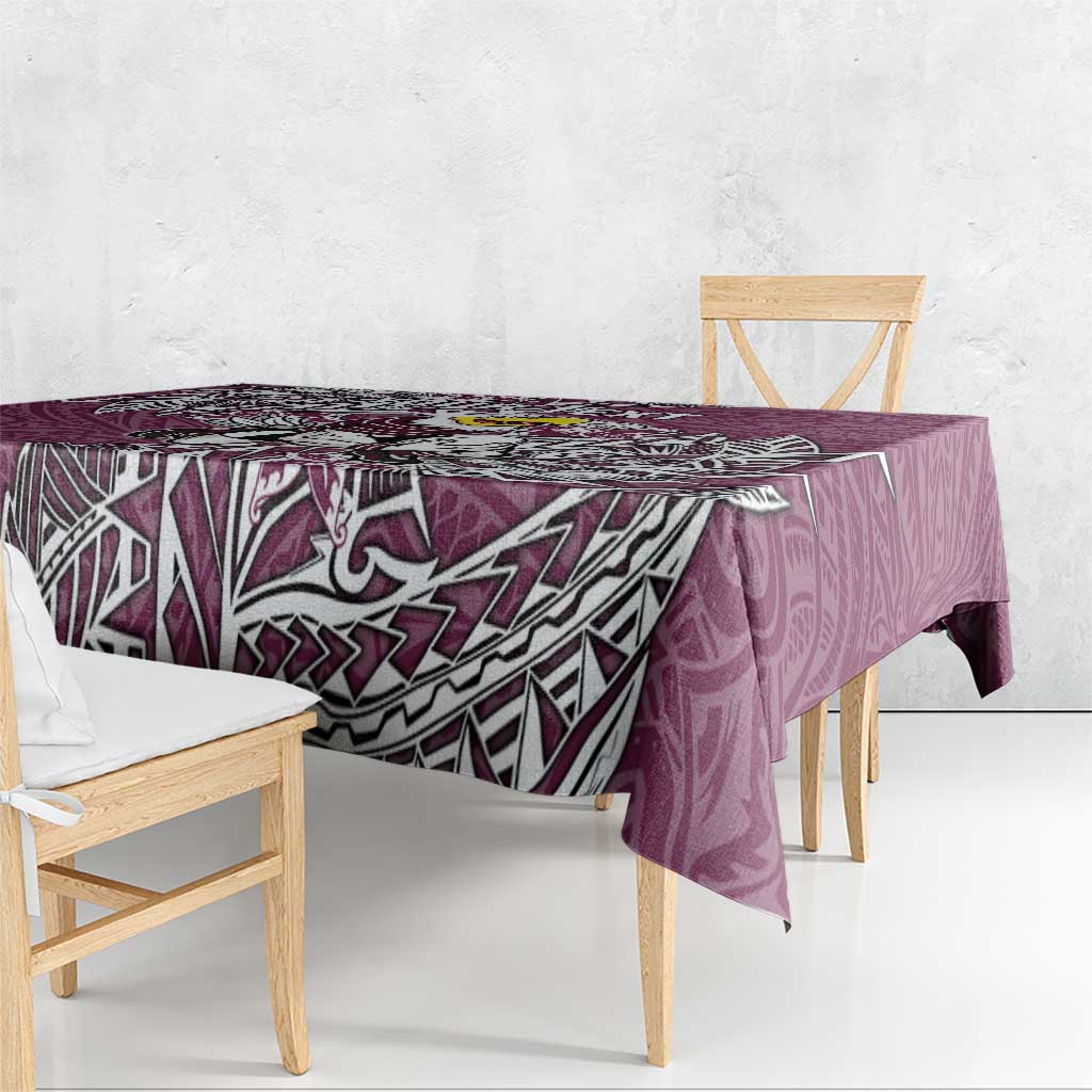 Personalised Manly Warringah Sea Eagles Tablecloth Polynesian Tribal Pattern With Rugby Sea Eagle Mascot Art