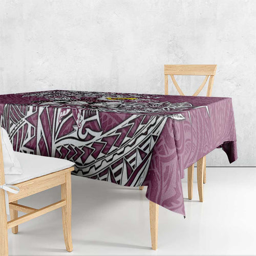 Personalised Manly Warringah Sea Eagles Tablecloth Polynesian Tribal Pattern With Rugby Sea Eagle Mascot Art