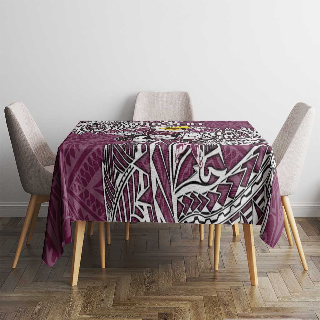 Personalised Manly Warringah Sea Eagles Tablecloth Polynesian Tribal Pattern With Rugby Sea Eagle Mascot Art