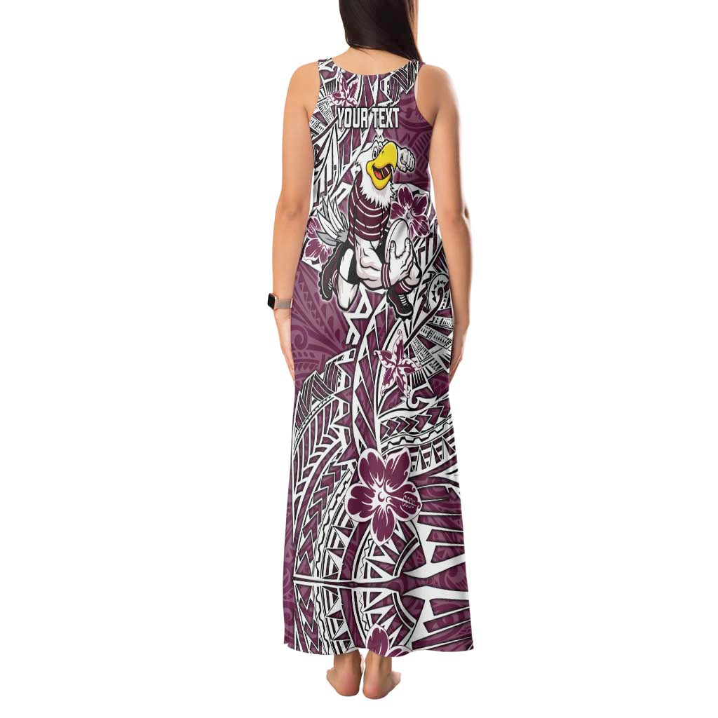 Personalised Manly Warringah Sea Eagles Tank Maxi Dress Polynesian Tribal Pattern With Rugby Sea Eagle Mascot Art