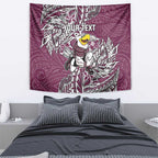 Personalised Manly Warringah Sea Eagles Tapestry Polynesian Tribal Pattern With Rugby Sea Eagle Mascot Art