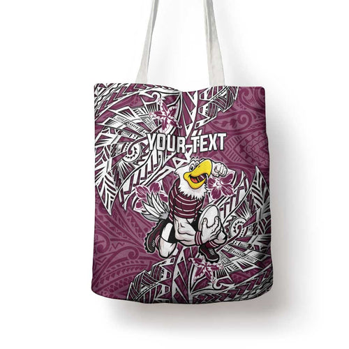 Personalised Manly Warringah Sea Eagles Tote Bag Polynesian Tribal Pattern With Rugby Sea Eagle Mascot Art