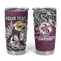 Personalised Manly Warringah Sea Eagles Tumbler Cup Polynesian Tribal Pattern With Rugby Sea Eagle Mascot Art