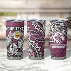Personalised Manly Warringah Sea Eagles Tumbler Cup Polynesian Tribal Pattern With Rugby Sea Eagle Mascot Art