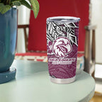 Personalised Manly Warringah Sea Eagles Tumbler Cup Polynesian Tribal Pattern With Rugby Sea Eagle Mascot Art