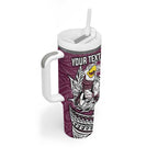 Personalised Manly Warringah Sea Eagles Tumbler With Handle Polynesian Tribal Pattern With Rugby Sea Eagle Mascot Art