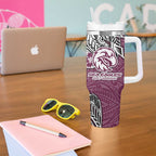 Personalised Manly Warringah Sea Eagles Tumbler With Handle Polynesian Tribal Pattern With Rugby Sea Eagle Mascot Art