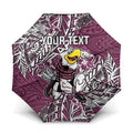 Personalised Manly Warringah Sea Eagles Umbrella Polynesian Tribal Pattern With Rugby Sea Eagle Mascot Art