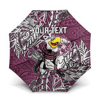 Personalised Manly Warringah Sea Eagles Umbrella Polynesian Tribal Pattern With Rugby Sea Eagle Mascot Art
