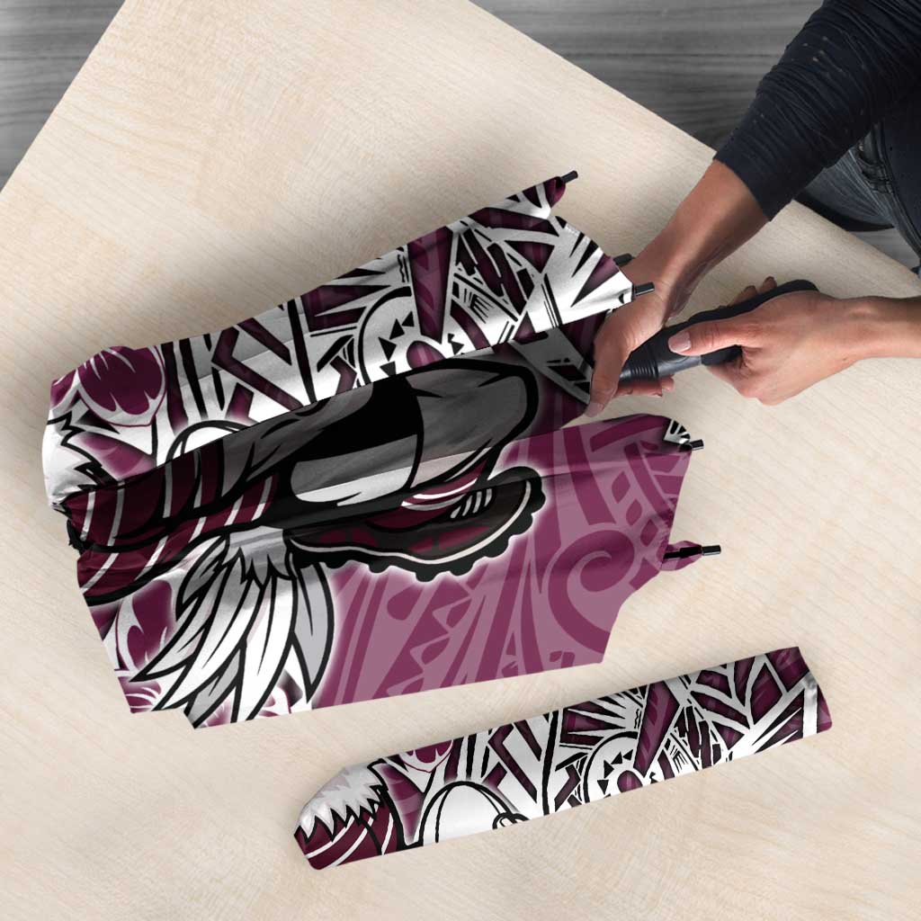 Personalised Manly Warringah Sea Eagles Umbrella Polynesian Tribal Pattern With Rugby Sea Eagle Mascot Art