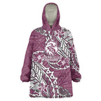 Personalised Manly Warringah Sea Eagles Wearable Blanket Hoodie Polynesian Tribal Pattern With Rugby Sea Eagle Mascot Art